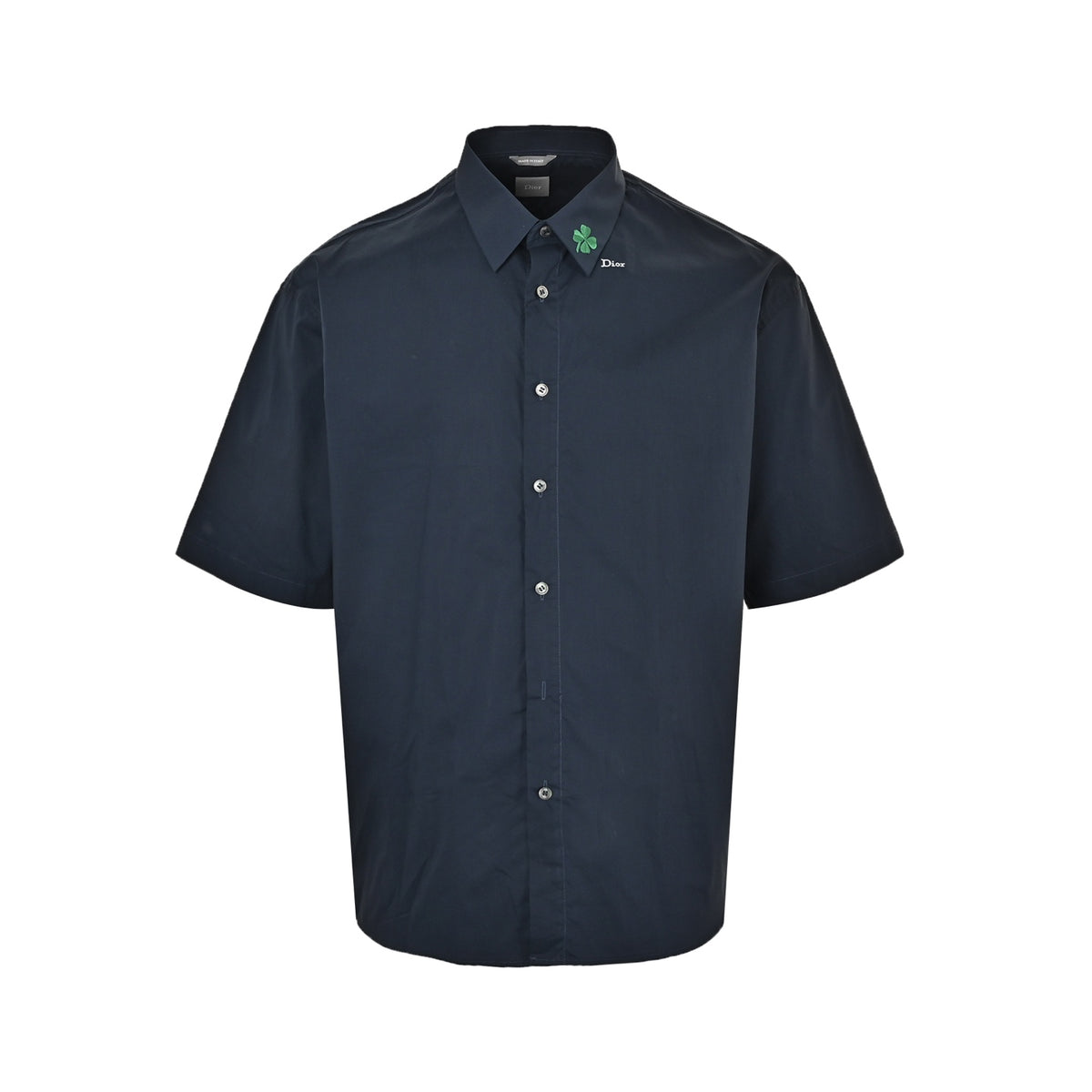 Dior collared four-leaf clover embroidered short-sleeved shirt