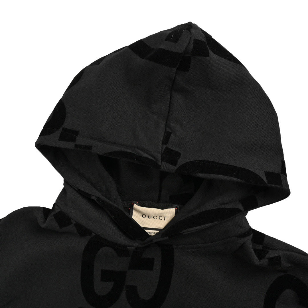 Gucci 24Fw Double G flocking print suit hooded sweatshirt