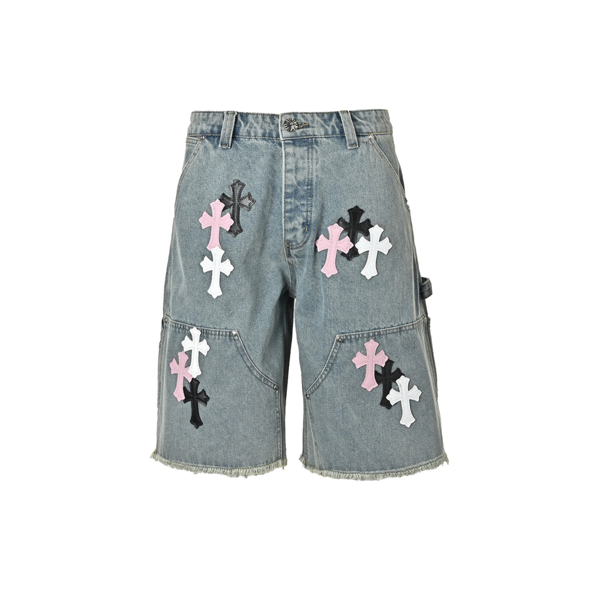 Chrome Hearts/Chrome Heart leather label cross denim shorts