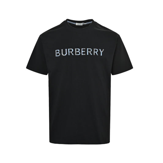 Burberry plaid patch letter embroidered short sleeves
