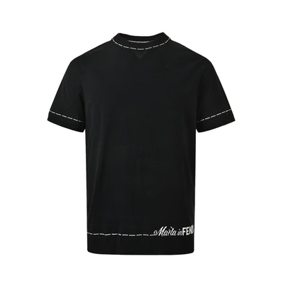 Fendi letter signature dotted striped jacquard knitted short sleeves at the hem