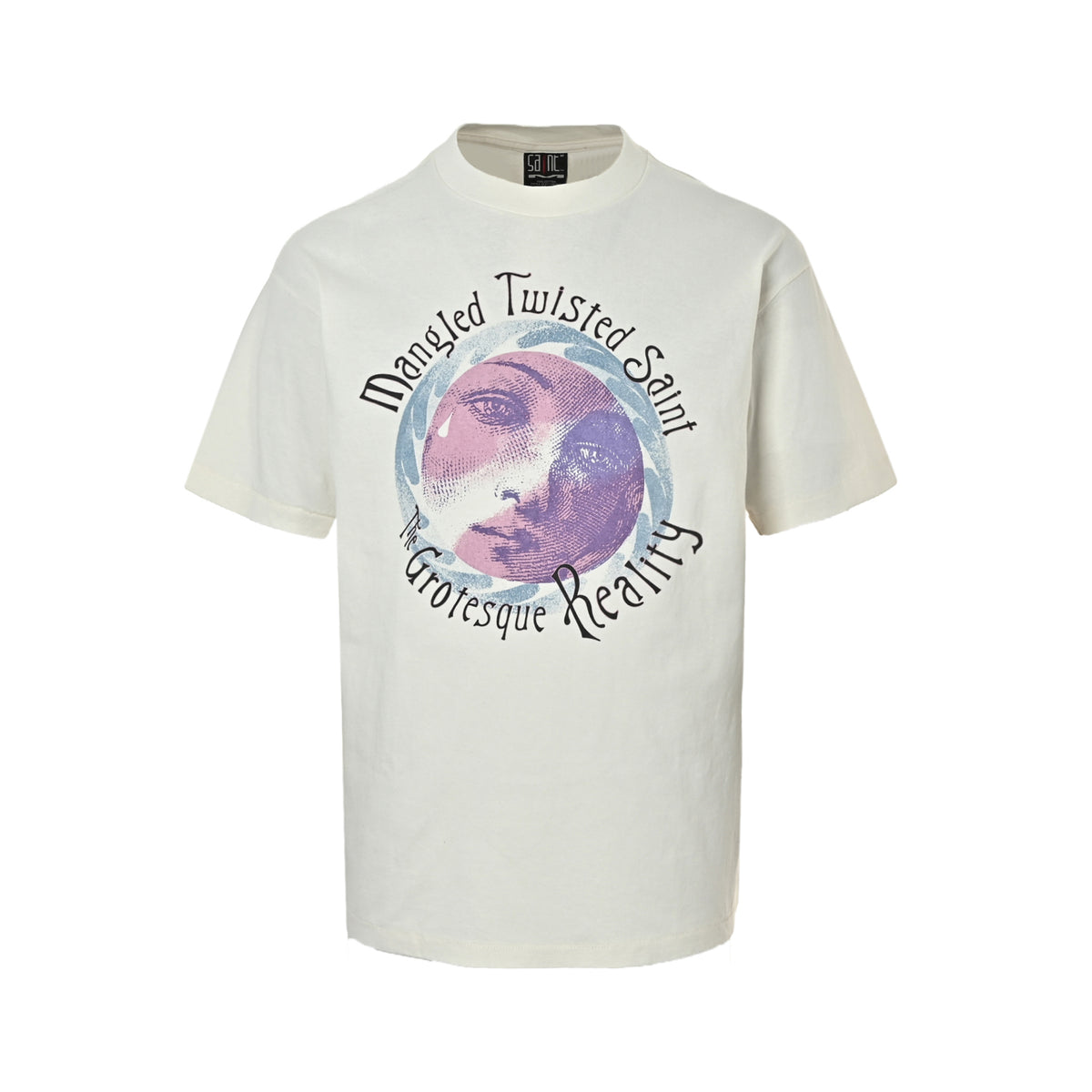 SAINT MICHAEL pink and purple Virgin printed short sleeves