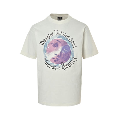 SAINT MICHAEL pink and purple Virgin printed short sleeves