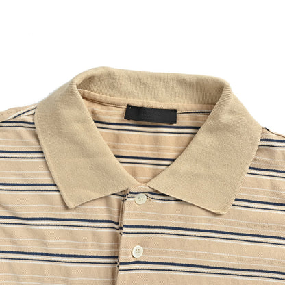 Prada logo striped long-sleeved POLO shirt