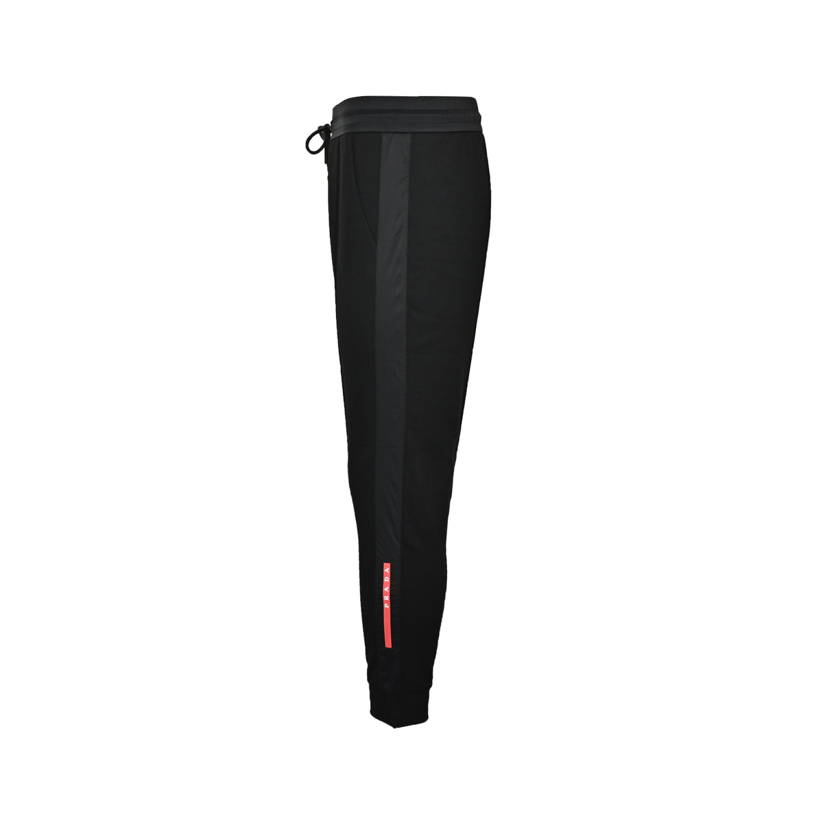 Prada 25ss back pocket letter stitching side stitching red tape trousers