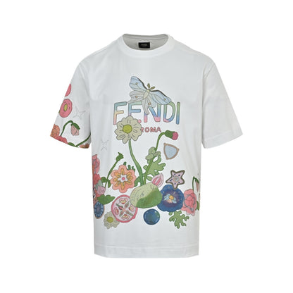 Fendi Future flower butterfly color block printed short sleeves