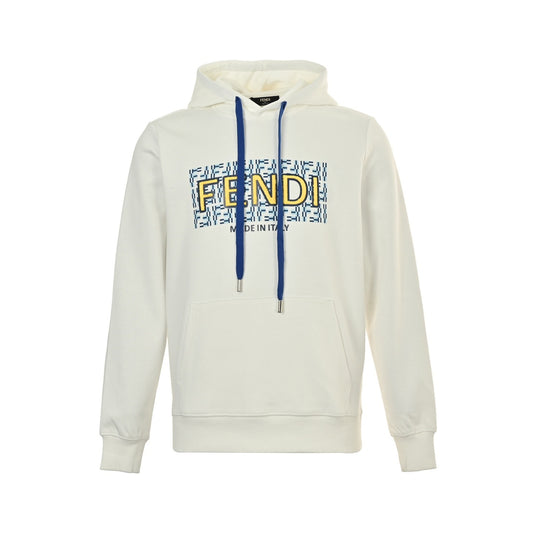 Fendi 25Fw FF towel embroidered letter patch hooded sweatshirt