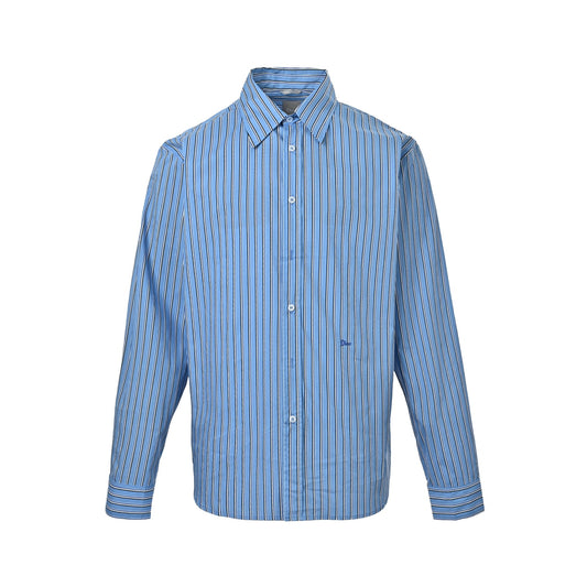 Dior show blue vertical striped long-sleeved shirt