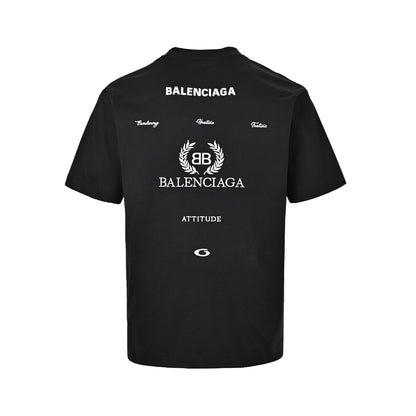 Balenciaga round neck short sleeves with wheat ears embroidery on the back