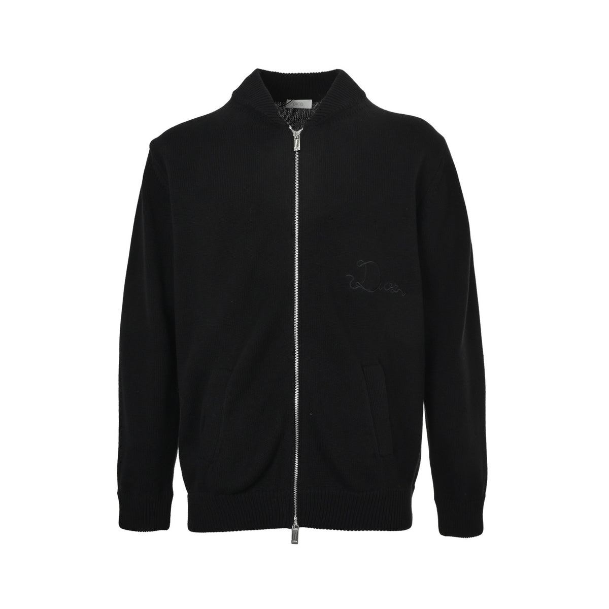 Dior signature letter embroidered zipper sweater jacket
