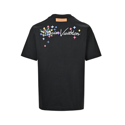 Louis Vuitton 26ss floral initials embroidered round neck short sleeves