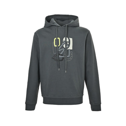 Hermes leather logo hooded sweatshirt