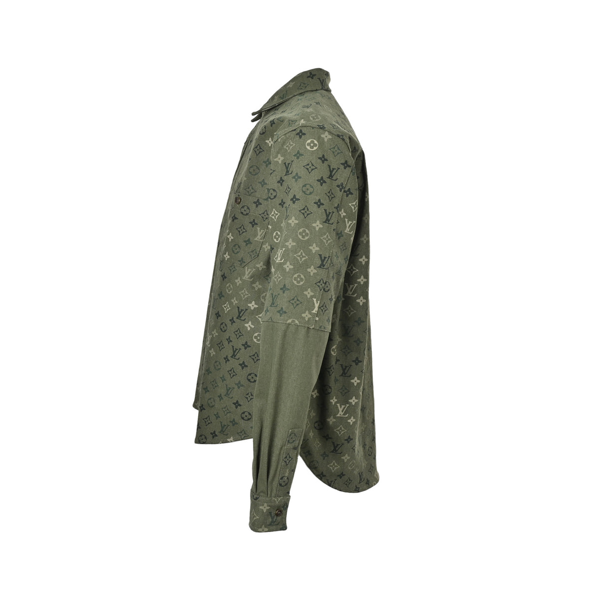 Louis Vuitton green all-over printed work shirt jacket