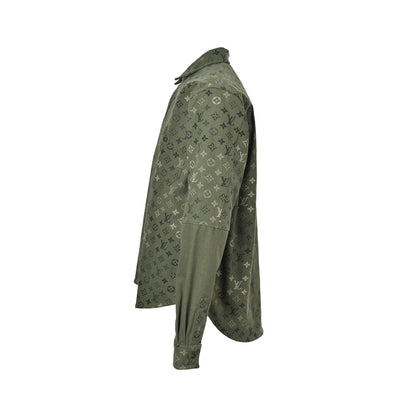 Louis Vuitton green all-over printed work shirt jacket