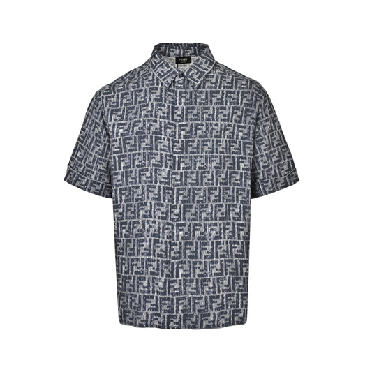 Fendi topstitched FF jacquard short-sleeved shirt