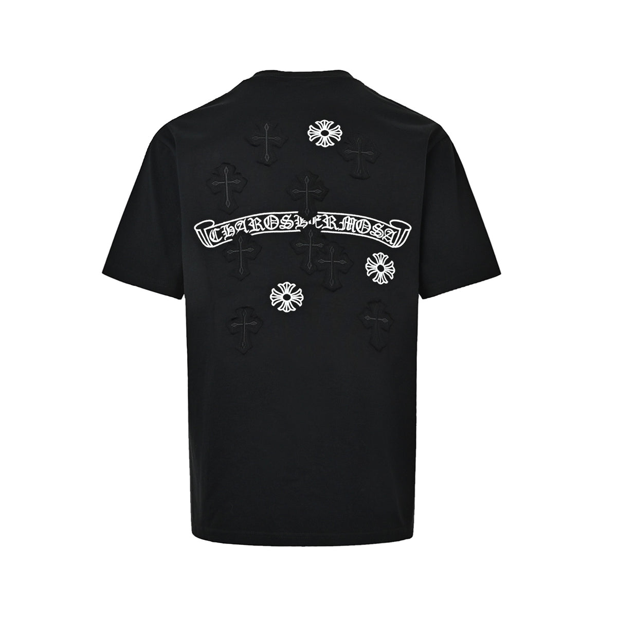 ChromeHearts/Chrome Heart Cross burned patch embroidered short sleeves