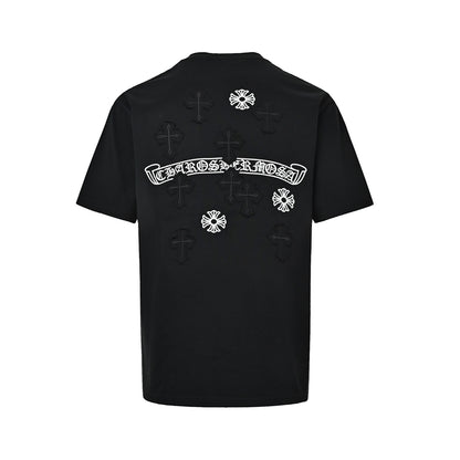 ChromeHearts/Chrome Heart Cross burned patch embroidered short sleeves