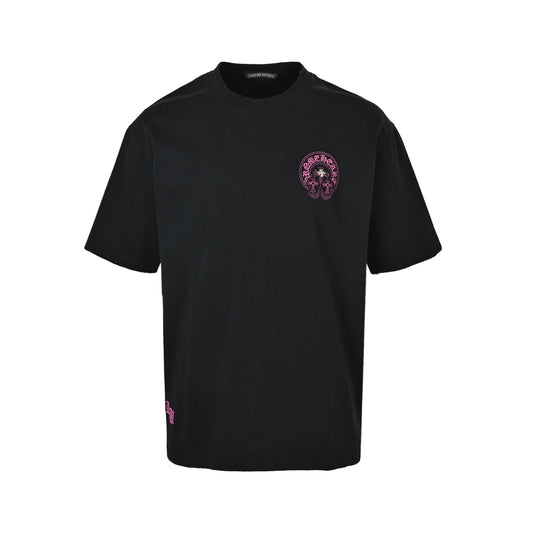 Chrome Hearts/Chrome Heart Horseshoe Cross burned patch patch hole short sleeves