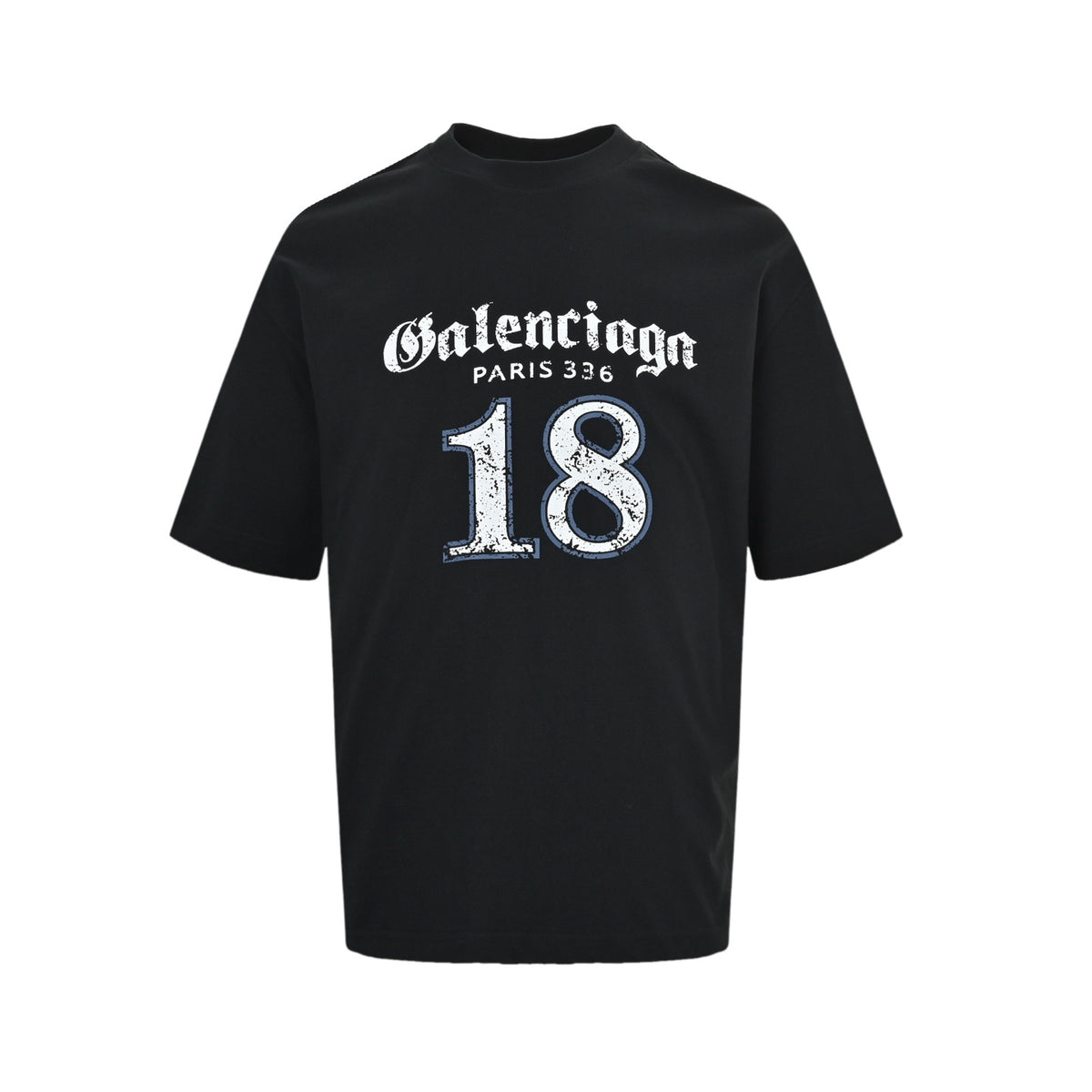 Balenciaga/Balanciaga Gothic Letter No. 18 Cracked Printed Short Sleeves