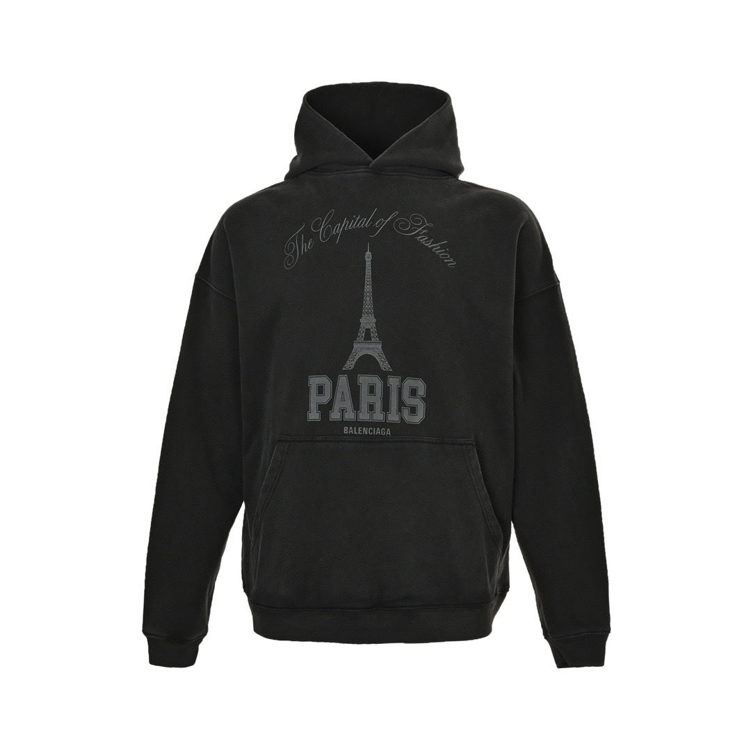 Balenciaga/Balanciaga 24Fw Tower print washed hooded sweatshirt