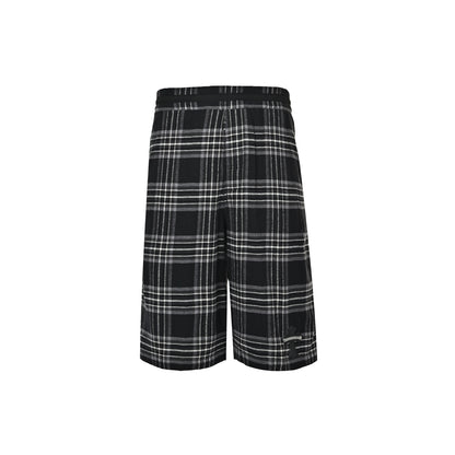 Chrome Hearts plaid cross leather label three-quarter shorts