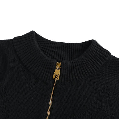 Louis Vuitton dark pattern old flower jacquard half-zip sweater