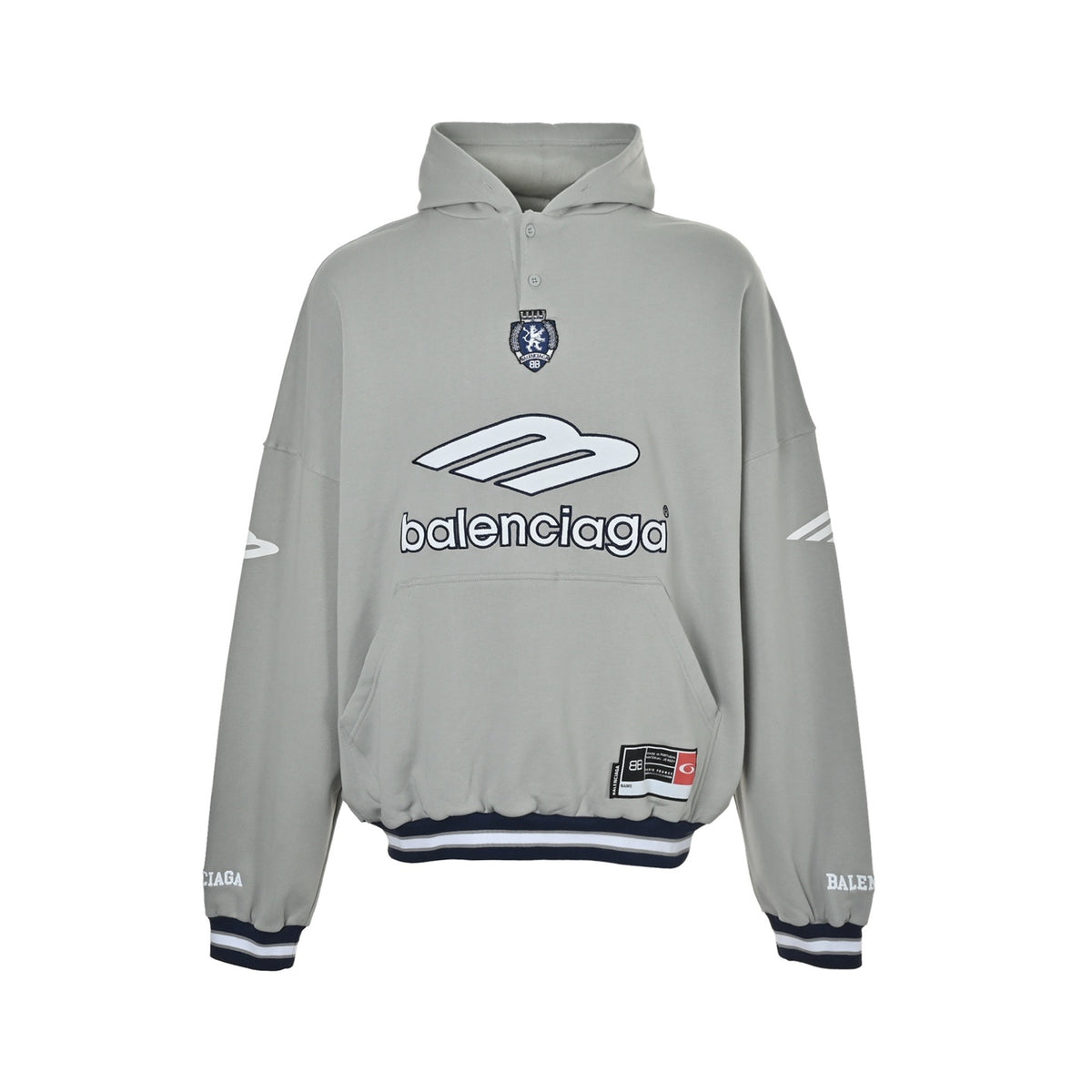Balenciaga 26ss badge patch embroidered hooded sweatshirt