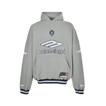 Balenciaga 26ss badge patch embroidered hooded sweatshirt