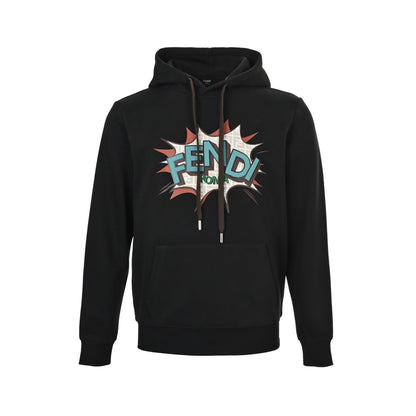 Fendi letter laminated printed hooded sweatshirt