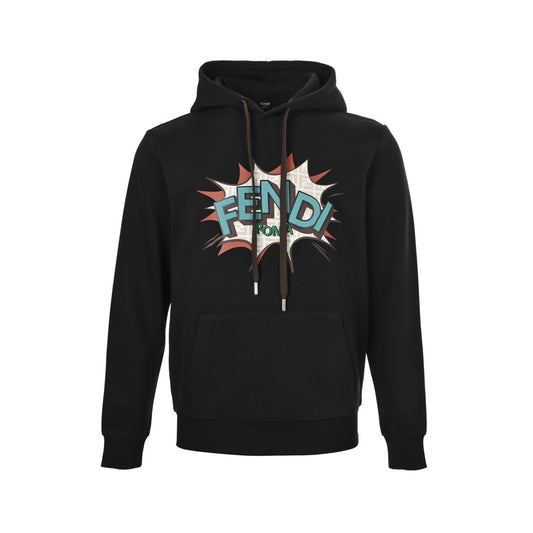 Fendi letter laminated printed hooded sweatshirt