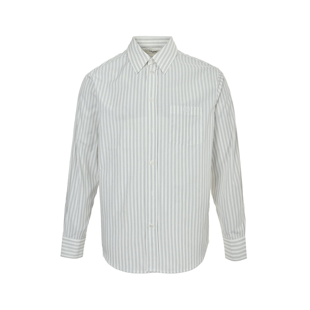 Celine Arc de Triomphe vertical stripe embroidered long-sleeved shirt