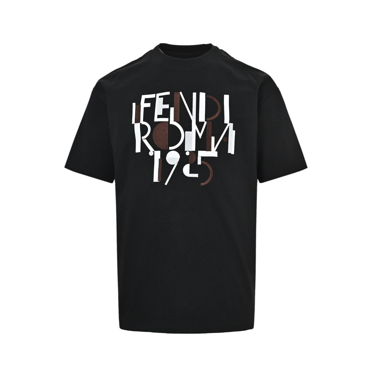 Fendi 26ss geometric letter embroidery printed short sleeves