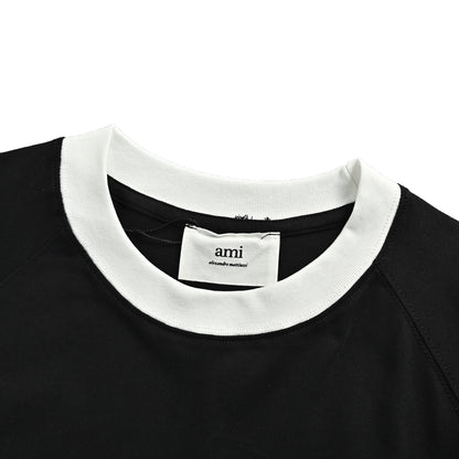 Ami Paris small love embroidered contrasting threaded short sleeves