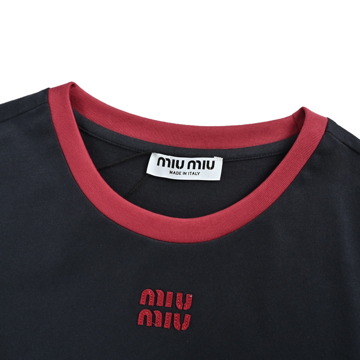 Miu Miu 26ss contrasting color splicing short sleeves