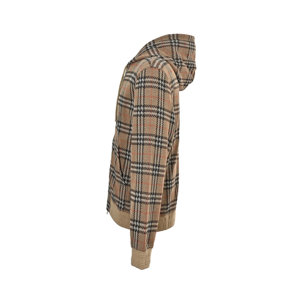 Burberry 25Fw large plaid blended knitted plaid hooded jacket