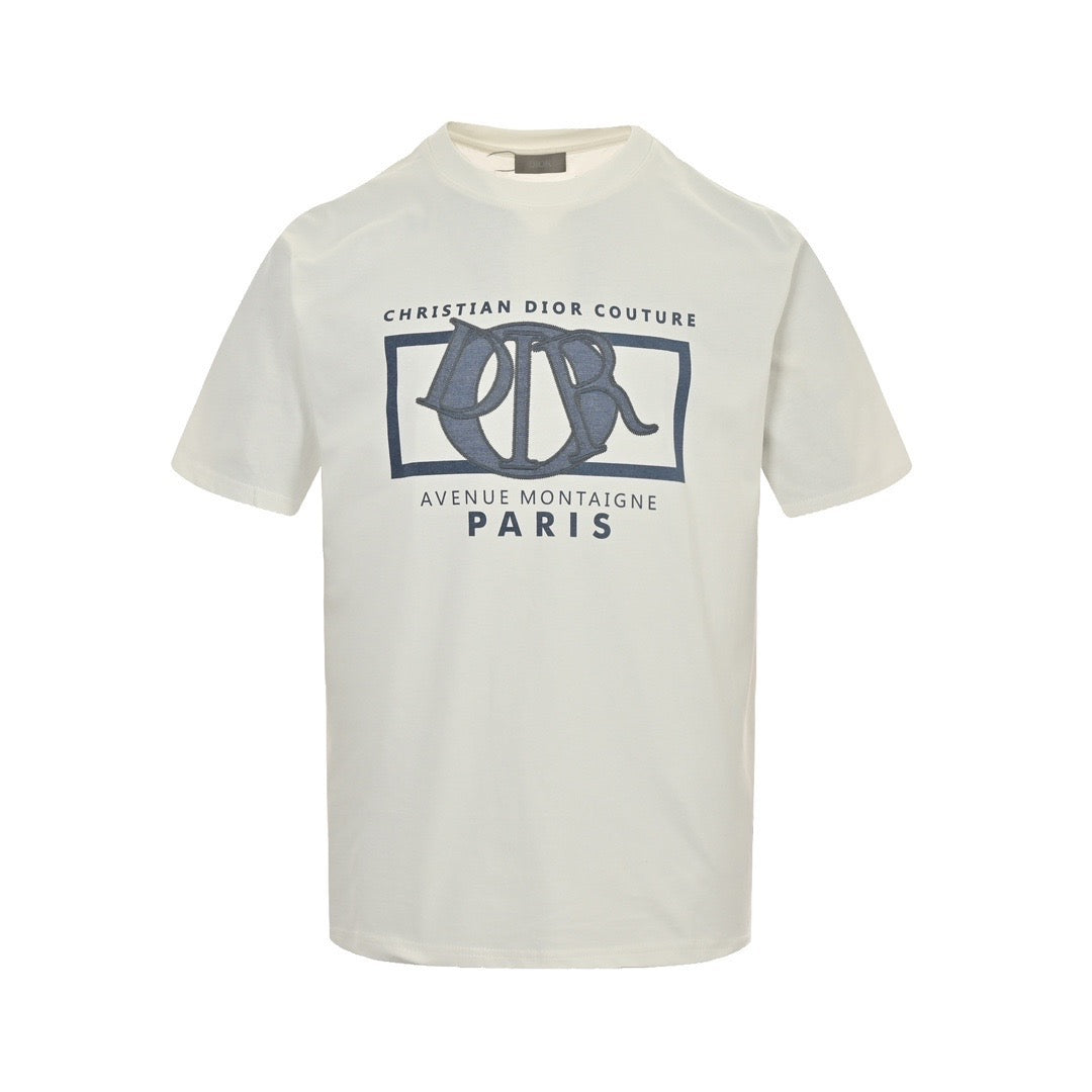 Dior 24ss patch embroidered letter short sleeves