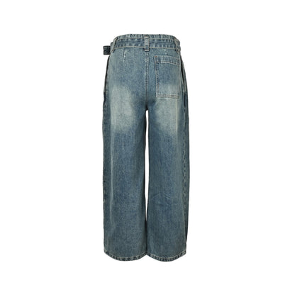 Loewe/Luo Yiwei 26ss leather brand tips scimitar loose jeans
