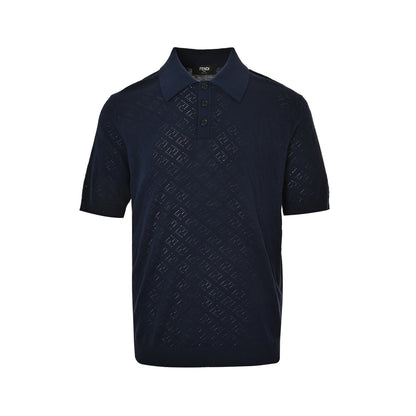 Fendi oblique FF hollow jacquard knitted Polo short sleeves