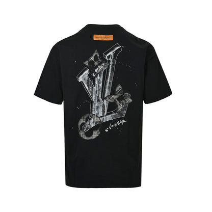 LouisVuitton/Louis Vuitton 26ss sketch four-leaf clover logo printed short sleeves