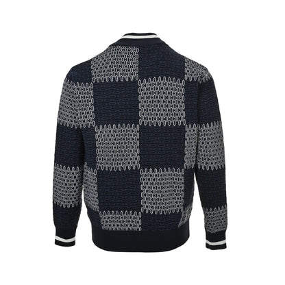 Louis Vuitton 25Fw checkerboard jacquard knitted zipper jacket