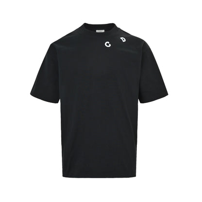 Dior CD slogan letter embroidered short sleeves