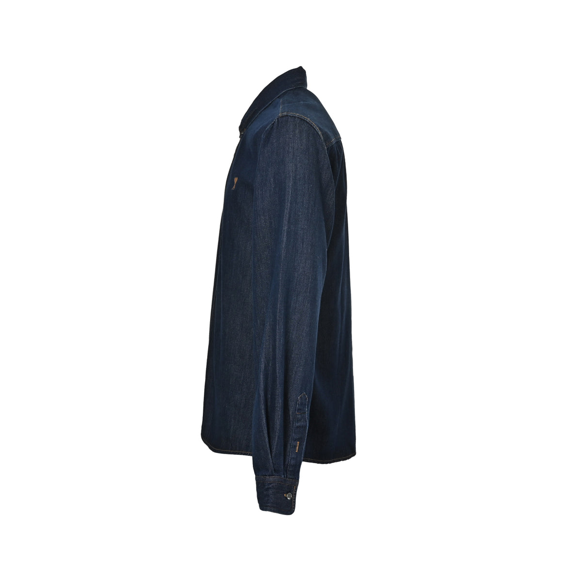 Ami Paris small love embroidered denim long-sleeved shirt