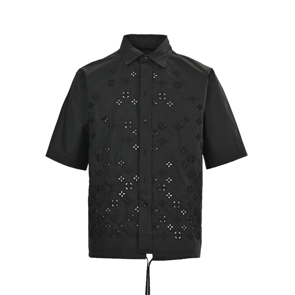 Louis Vuitton 25ss presbyopic embroidered hollow short-sleeved shirt