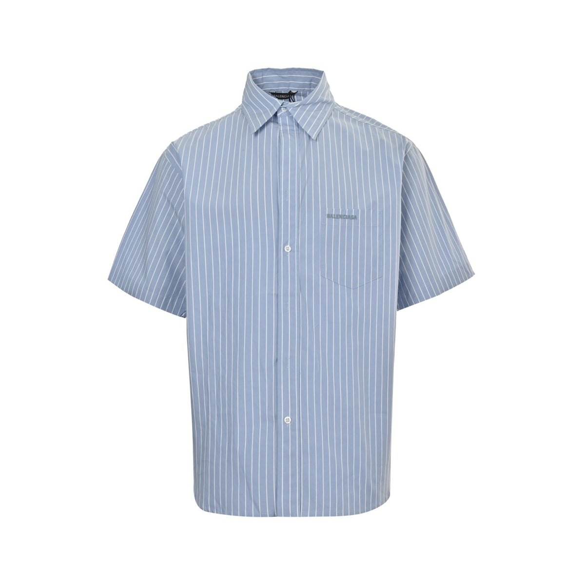 Balenciaga pocket embroidered striped short-sleeved shirt