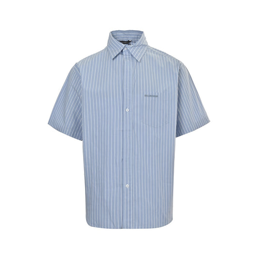 Balenciaga pocket embroidered striped short-sleeved shirt