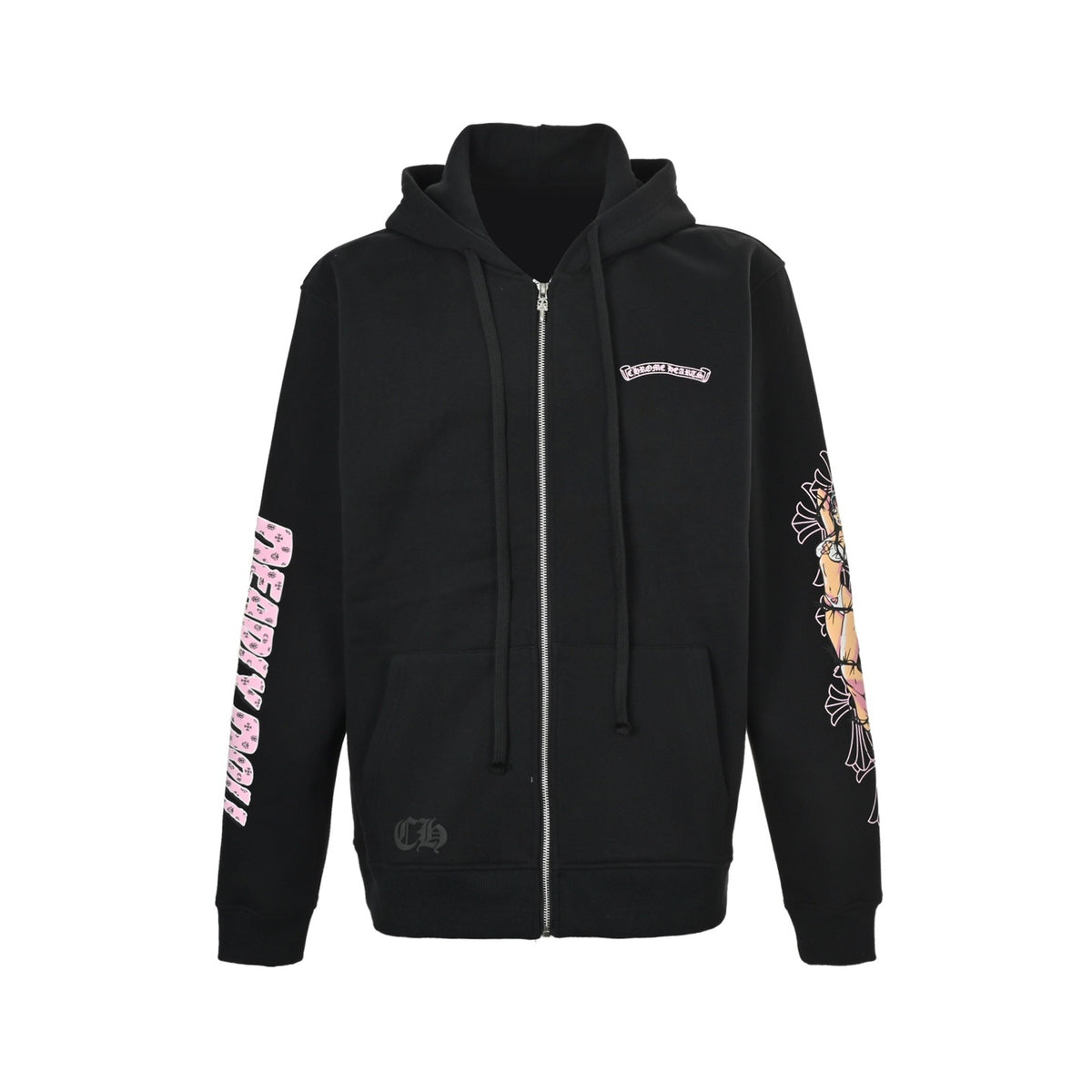 Chrome Hearts/Chrome Heart black and pink bikini print hooded jacket