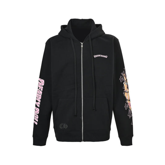 Chrome Hearts/Chrome Heart black and pink bikini print hooded jacket