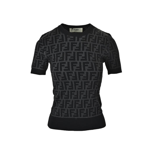 Fendi 26ss women's FF jacquard knitted short sleeves