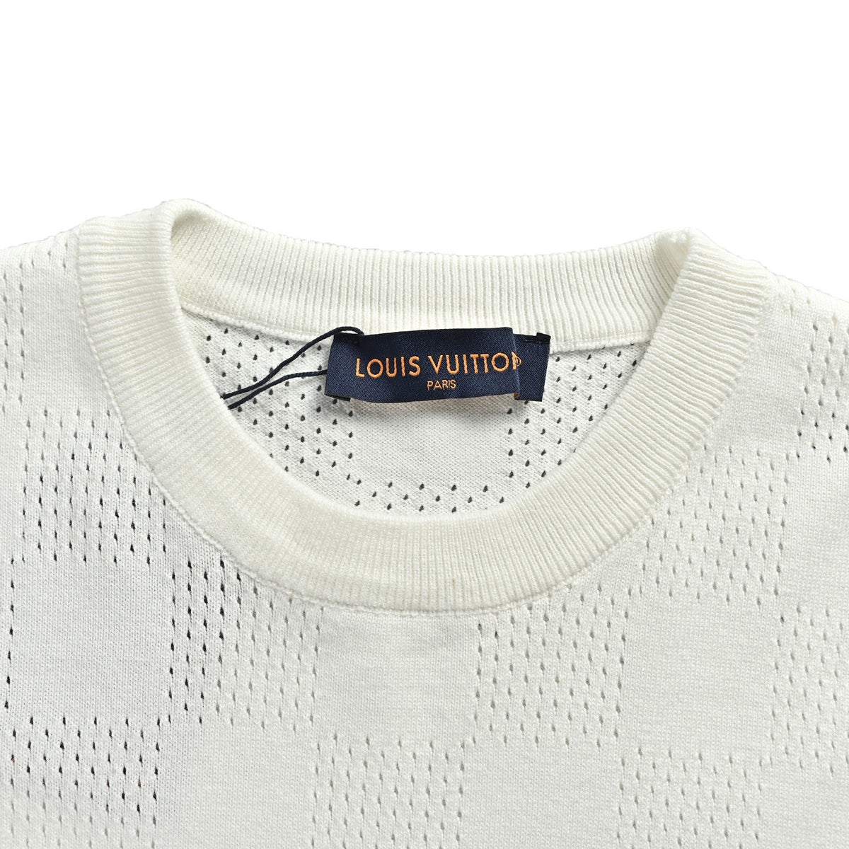 Louis Vuitton 26ss hollow mesh checkerboard knitted short sleeves