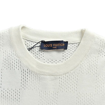 Louis Vuitton 26ss hollow mesh checkerboard knitted short sleeves